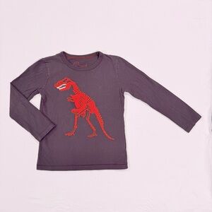 Mini Boden Dinosaur Superstitch Tee Boys 5-6 Y Long Sleeve Shirt T-Rex Fossil